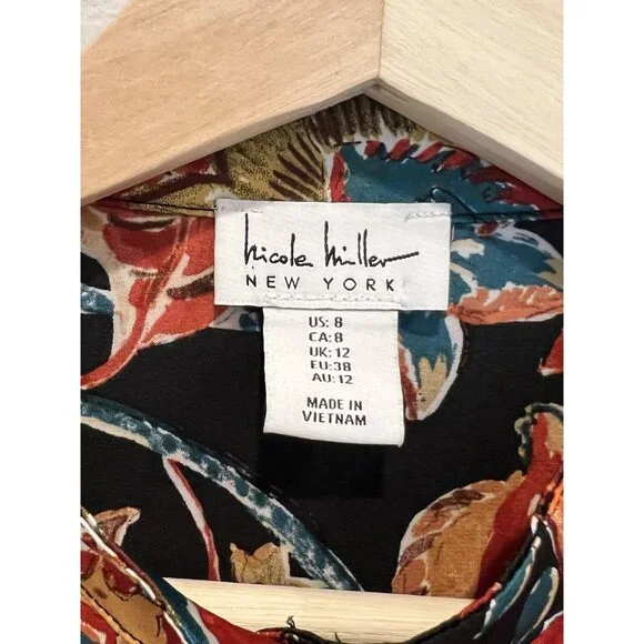 Nicole Miller Women’s Dress Size 8 Floral paisley Button 3/4 Sleeve - Picture 2 of 12